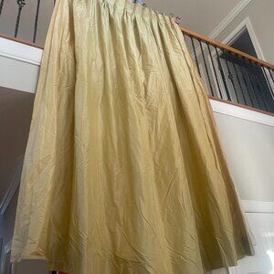 Vintage Yellow Silk Dupioni Curtains, French Pleat, 86" Length, Set of Two